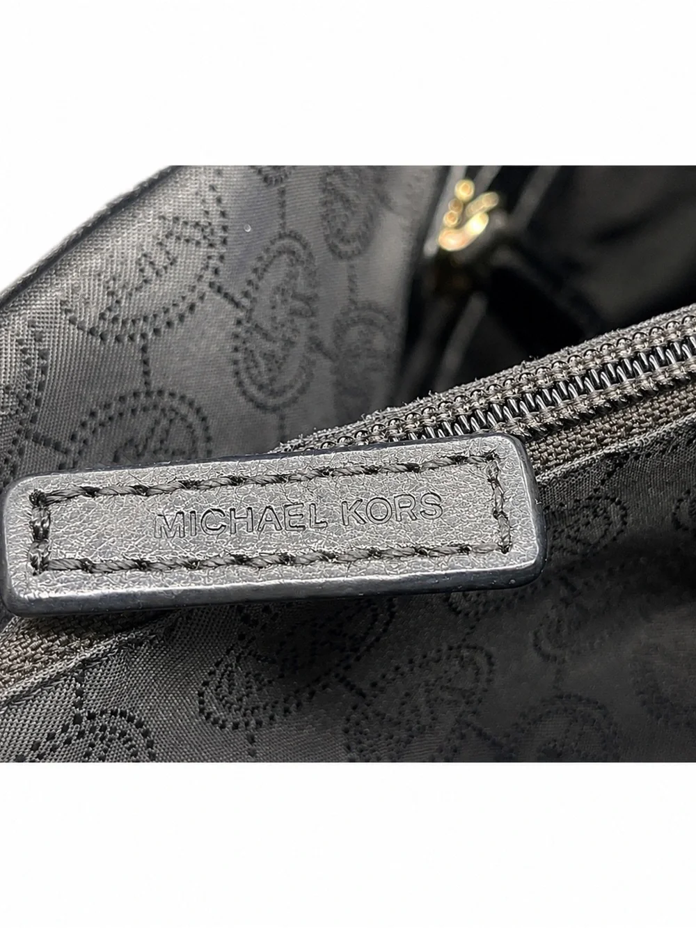 Michael Michael Kors Jet Set Black Logo Jacquard Tote Gold Hardware